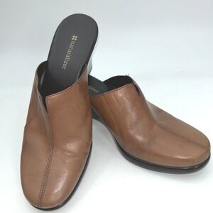 Naturalizer Brown Leather Mule Wedge Heels Comfort Slip On Work Size 8